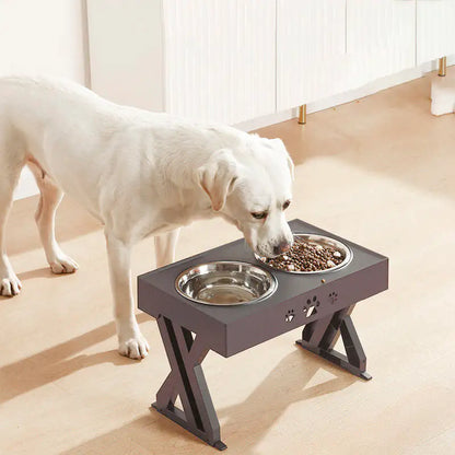 Adjustable Height Double-Bowl Pet Support Table