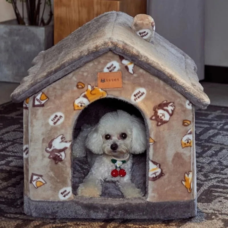 CozyFold Plush Pet Kennel for Small to Medium Dogs